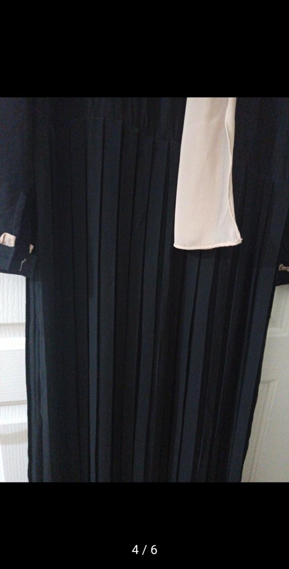 Kemer Detaylı Siyah Uzun Kadın Elbise şifon astar - Görsel 5