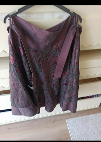 Bordo Nakışlı Uzun Kadın Takım Elbise etek boyu bilek de - Görsel 3