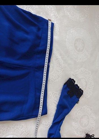 Drapeli Mavi Uzun Kadın tunik pantolon - Görsel 6