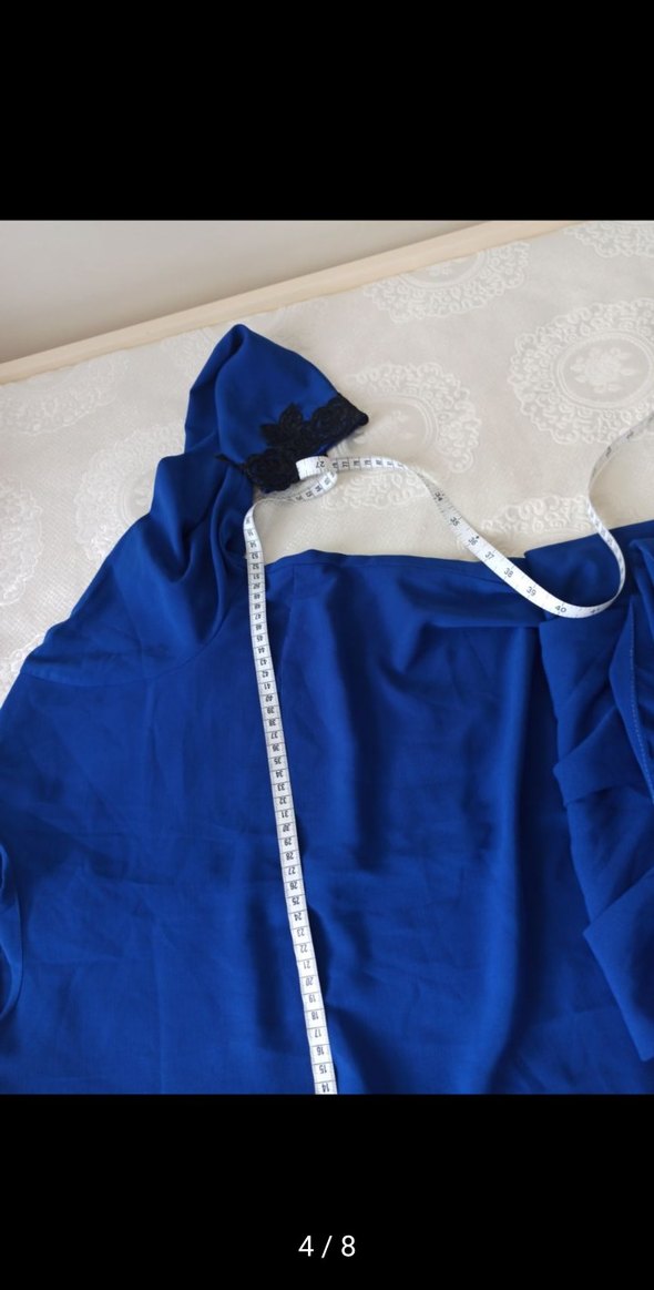 Drapeli Mavi Uzun Kadın tunik pantolon - Görsel 4