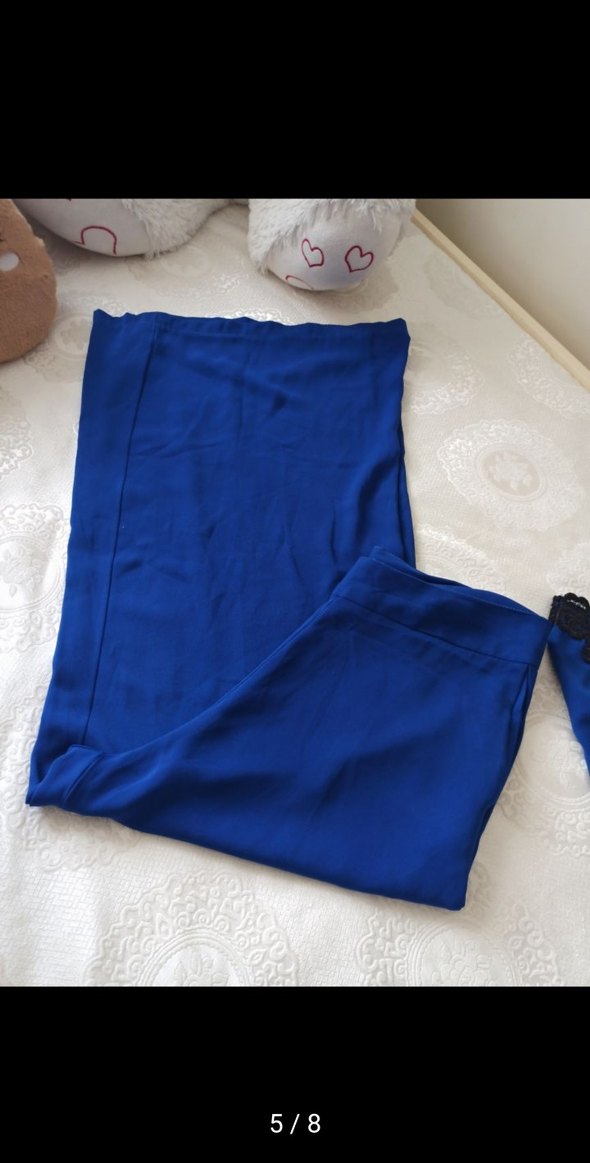 Drapeli Mavi Uzun Kadın tunik pantolon - Görsel 5