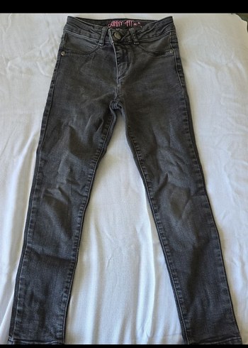 Gri Denim kiz Çocuk Dar Kesim Pantolon - Görsel 6
