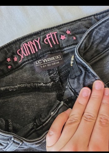 Gri Denim kiz Çocuk Dar Kesim Pantolon - Görsel 5
