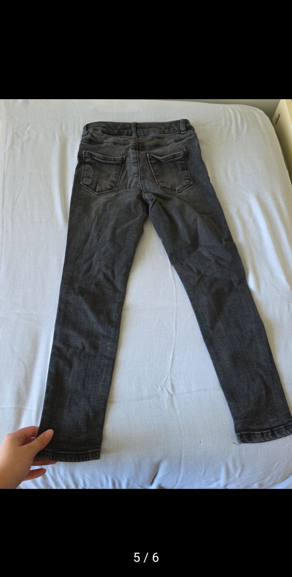Gri Denim kiz Çocuk Dar Kesim Pantolon - Görsel 4