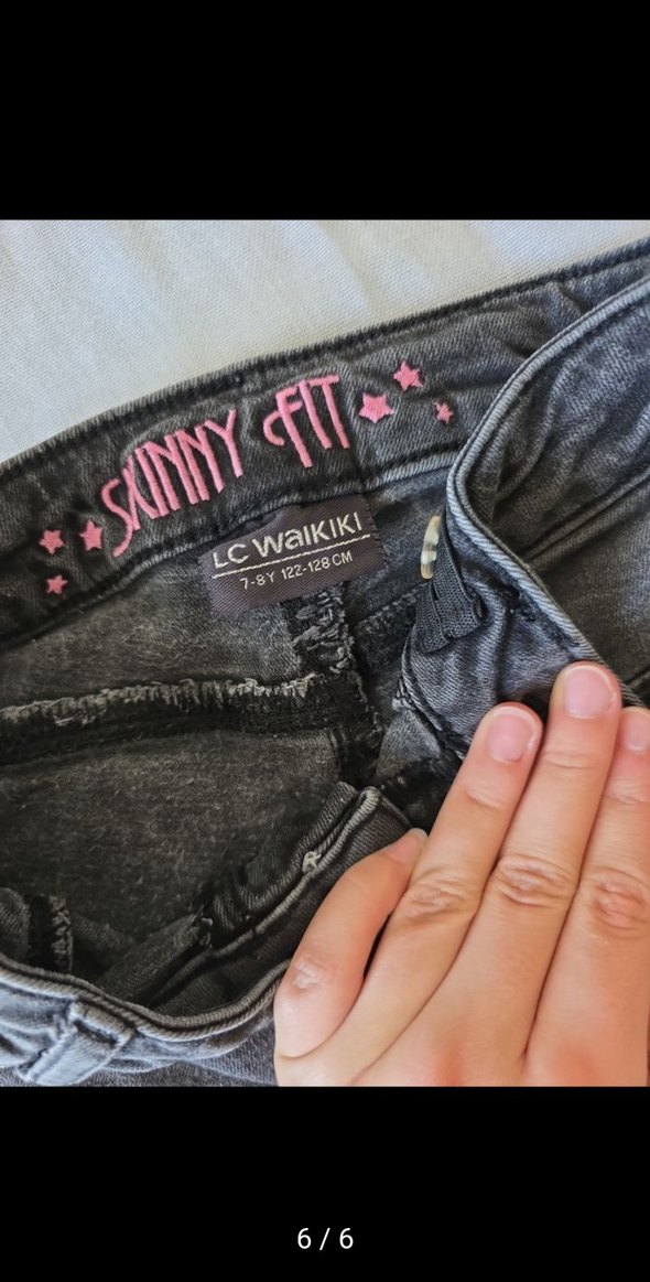 Gri Denim kiz Çocuk Dar Kesim Pantolon - Görsel 5