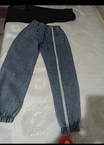 Gri  mavi Midi Boy Bol Kesim Kadın Kot Pantolon - Görsel 2