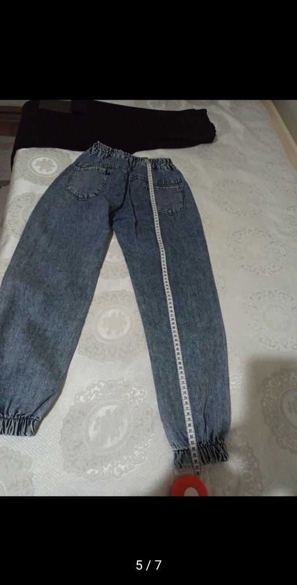 Gri  mavi Midi Boy Bol Kesim Kadın Kot Pantolon - Görsel 2