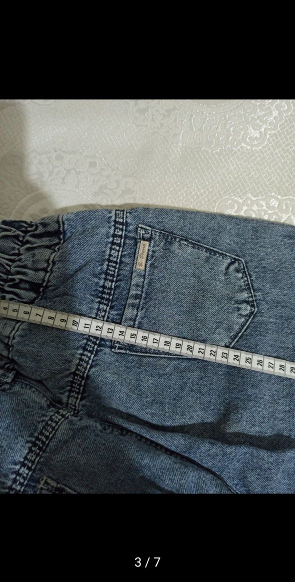 Gri  mavi Midi Boy Bol Kesim Kadın Kot Pantolon - Görsel 4