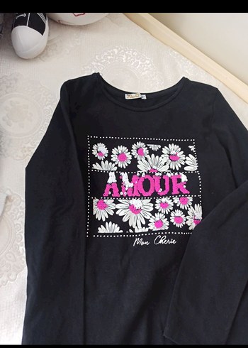 Kız Çocuk Siyah Payetli ı Uzun Kollu Tişört ve kot pantolon - Görsel 2