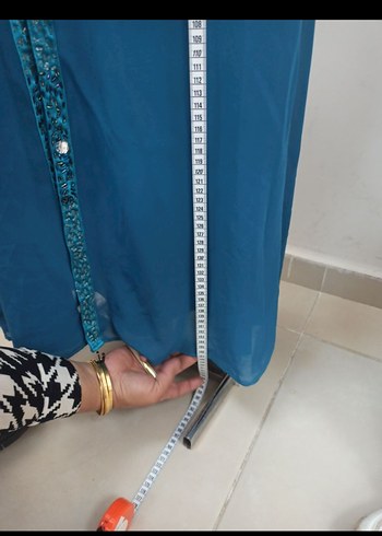 Boncuk İşlemeli Turkuaz Uzun Elbise ozel günler - Görsel 7