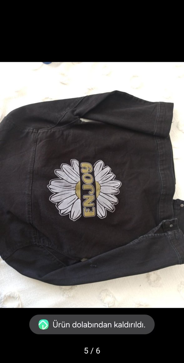 Düğmeli Siyah Nakışlı Kadın Kot Ceket - Görsel 3