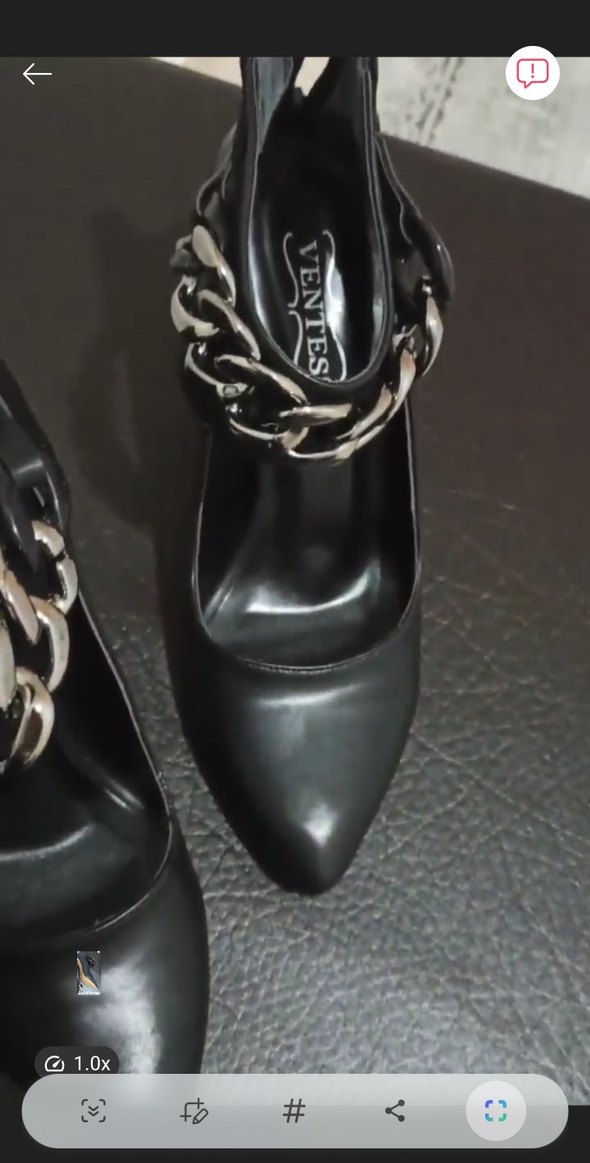 Zincir Detaylı Siyah Deri Stiletto - Görsel 3