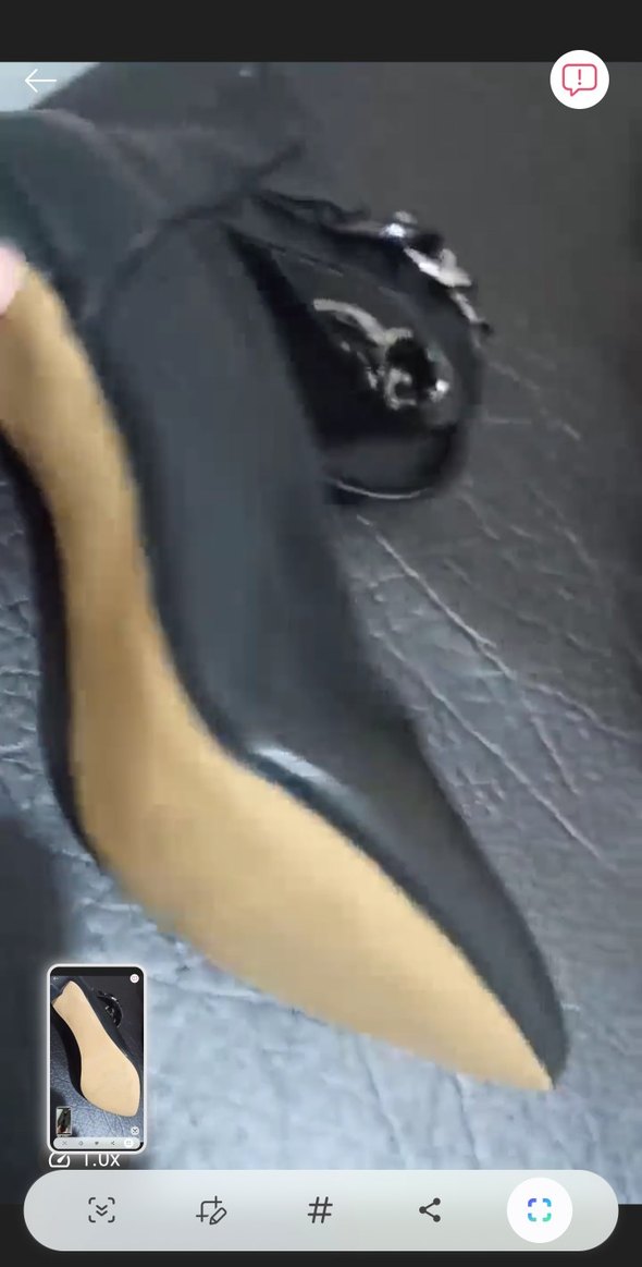 Zincir Detaylı Siyah Deri Stiletto - Görsel 4