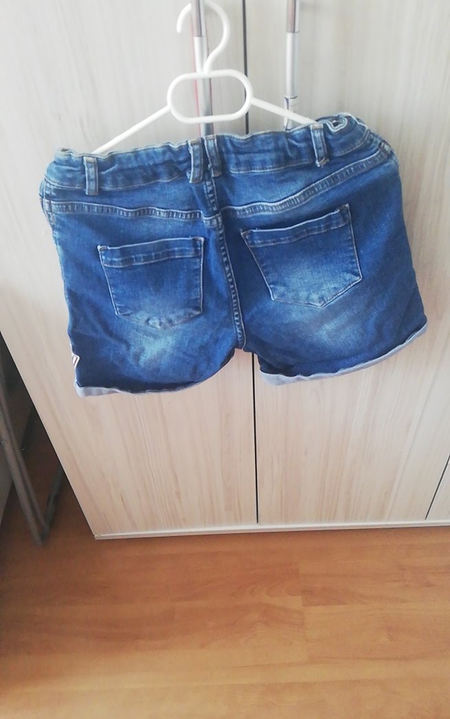 Düğmeli Mavi Kadın Kot Şort - Görsel 2