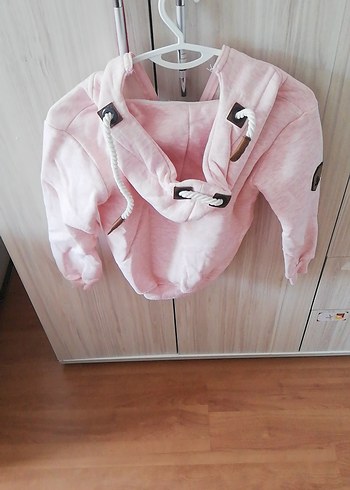 Kız Çocuk Pembe Fermuarlı Sweatshirt - Görsel 2