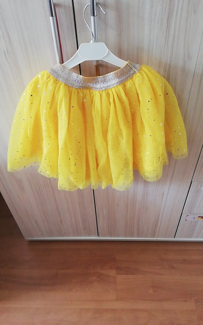 Sarı Fırfırlı Nakışlı Kız Etek - Görsel 2