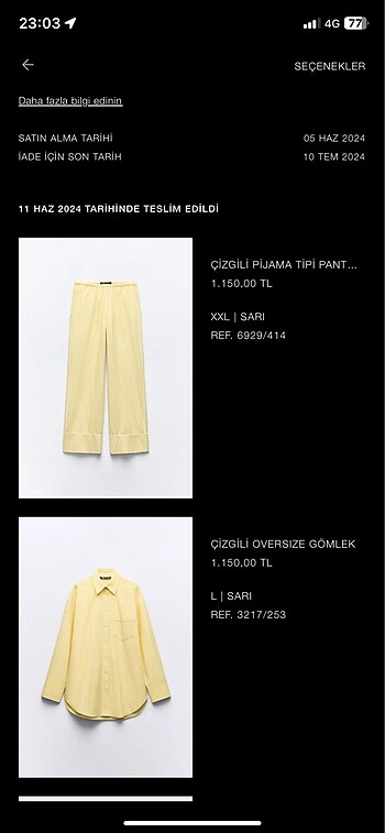 Zara Zara sarı takım xxl beden