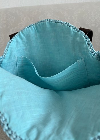 Mavi Örgü Kadın Çanta - Görsel 5