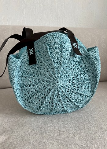 Mavi Örgü Kadın Çanta - Görsel 2