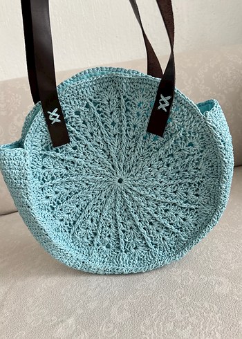 Mavi Örgü Kadın Çanta - Görsel 6