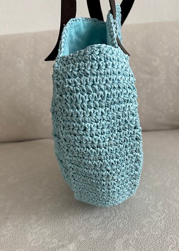 Mavi Örgü Kadın Çanta - Görsel 7