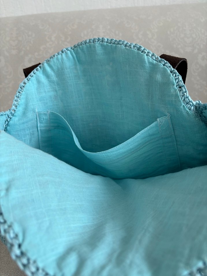 Mavi Örgü Kadın Çanta - Görsel 5