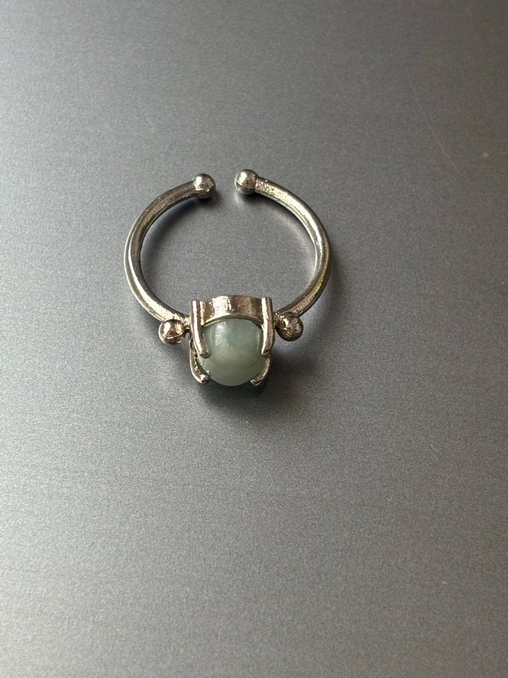 Su Yeşili Boncuklu Minimalist Kadın Yüzük - Görsel 2