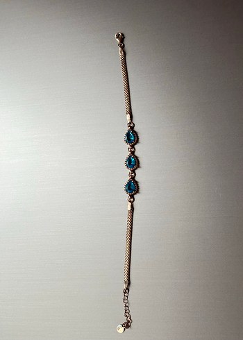 Turkuaz Taşlı Zincir Detaylı Kadın Bileklik - Görsel 2