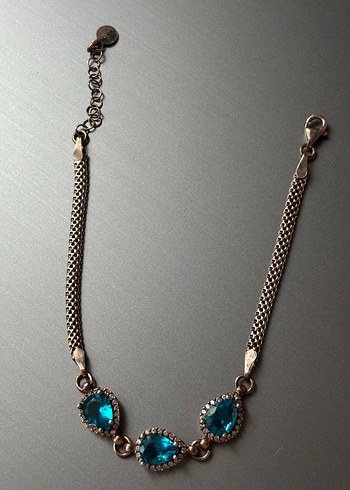 Turkuaz Taşlı Zincir Detaylı Kadın Bileklik - Görsel 4