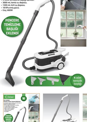 kiwi Beyaz Gri Pencere Temizleme Başlıklı Halı yıkama makinası