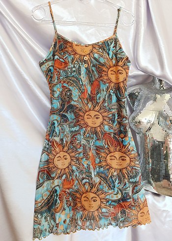 American Vintage Bohem Çok Renkli İpekli Askılı Elbise