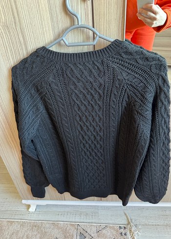 Siyah Örgü Kadın Kazak - Görsel 2