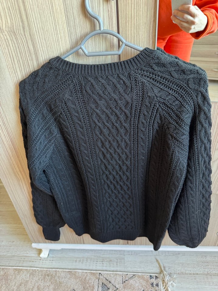 Siyah Örgü Kadın Kazak - Görsel 2