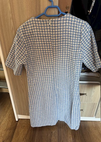 Ekose Kısa Kollu Midi Elbise - Görsel 2