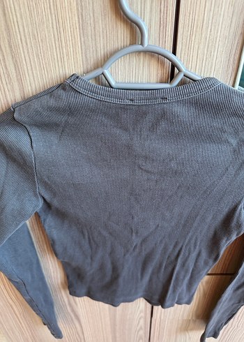 Gri Kadın Uzun Kollu Basic Tişört - Görsel 2