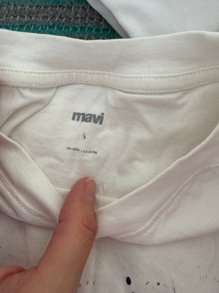 Mavi Baskılı Pamuklu Tişörtü - Görsel 2