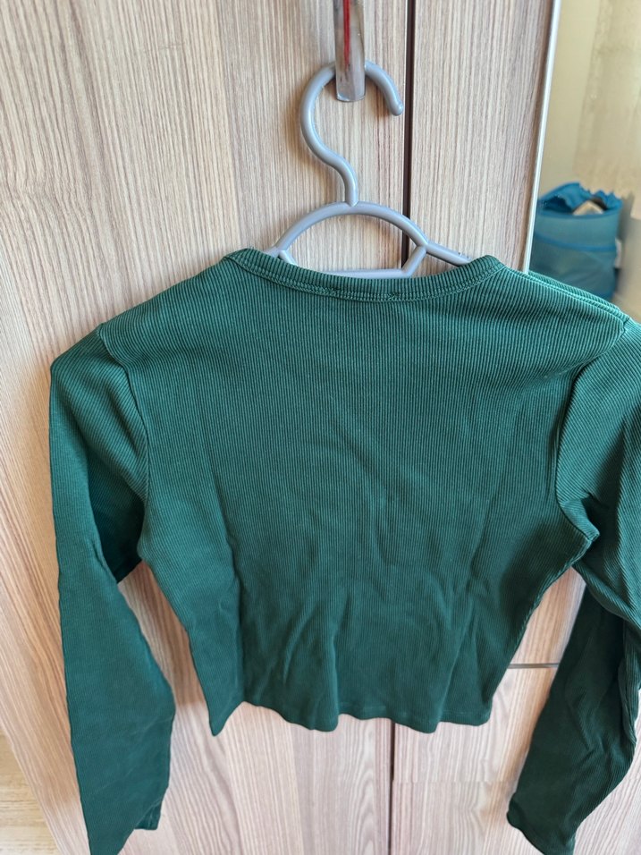 Kadın Yeşil Uzun Kollu Basic Triko - Görsel 2