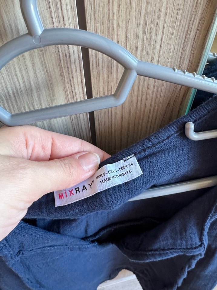 Lacivert Keten V Yaka Gömlek - Görsel 2