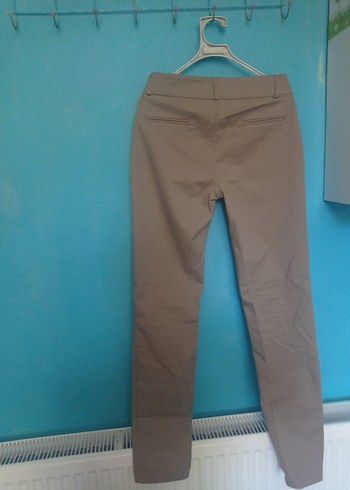 Bej Kumaş Pantolon, Kemerli, Midi Boy