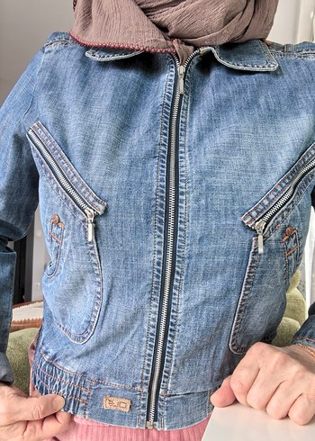 Fermuarlı Kadın Kot Ceket - Görsel 8