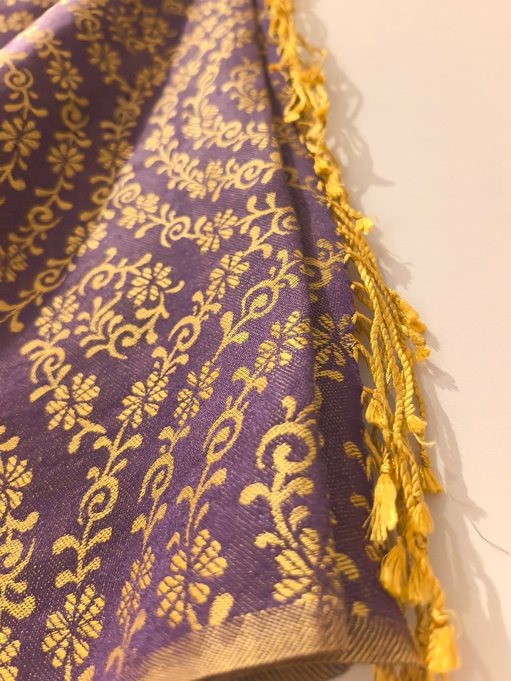 İpekevi Mor Drapeli Bohem Kadın Şal - Görsel 3