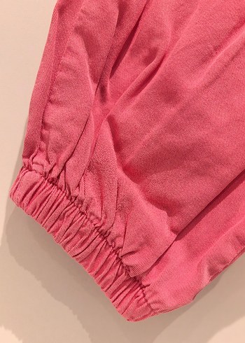 Pembe, pamuklu Rahat Kesim Midi Kadın Pantolon - Görsel 2