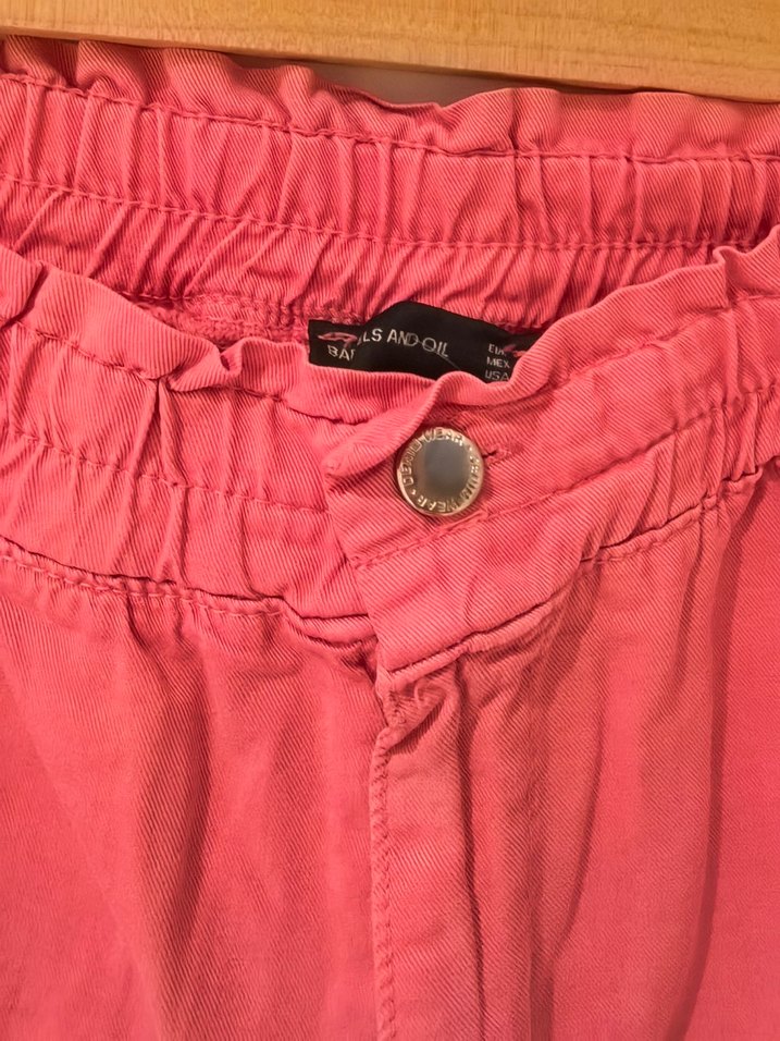 Pembe, pamuklu Rahat Kesim Midi Kadın Pantolon - Görsel 3