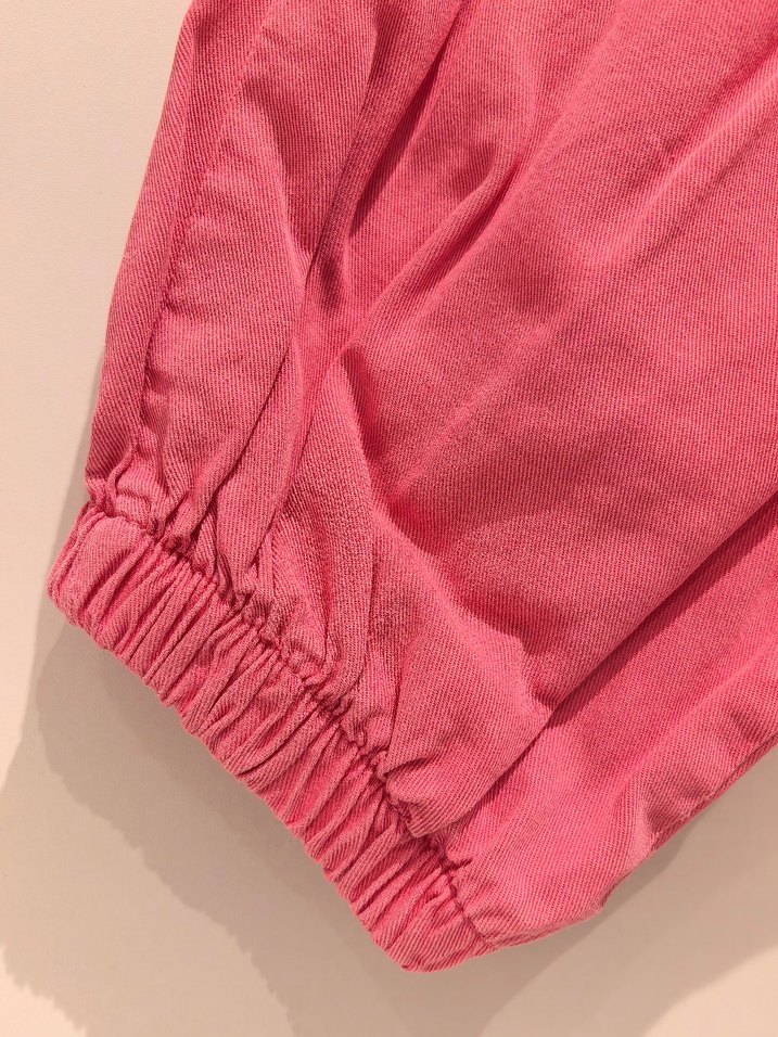 Pembe, pamuklu Rahat Kesim Midi Kadın Pantolon - Görsel 2