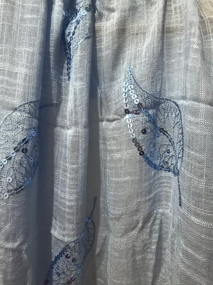 Bohem, retro tarz, Pul işlemeli keten görünümlü şal. - Görsel 3