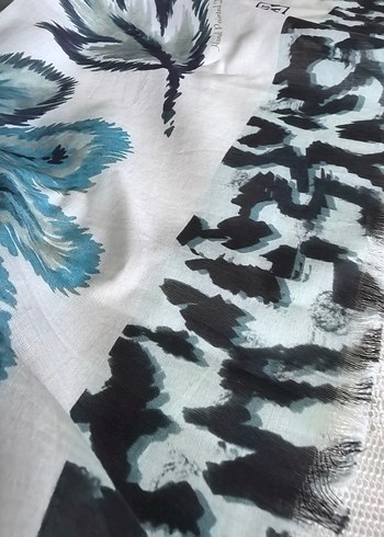 Mavi Gri Bohem Kadın Şal - Görsel 4