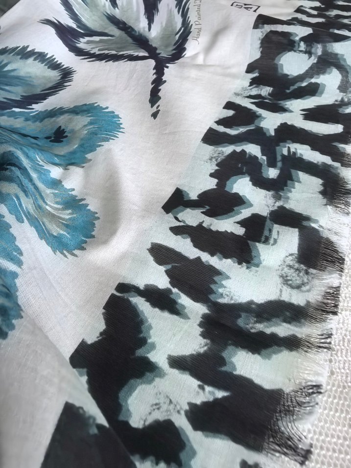 Mavi Gri Bohem Kadın Şal - Görsel 4