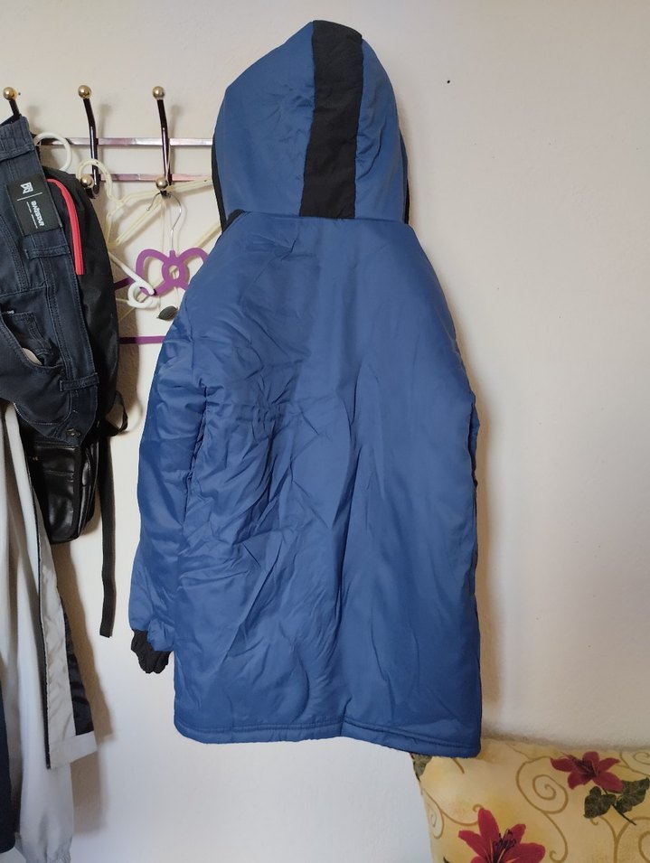 Erkek Çocuk Kapüşonlu Mavi Fermuarlı Kaban - Görsel 2