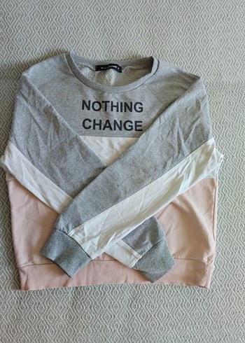 Gri Baskılı Kadın Sweatshirt