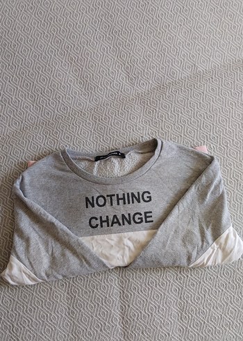 Diğer Gri Baskılı Kadın Sweatshirt